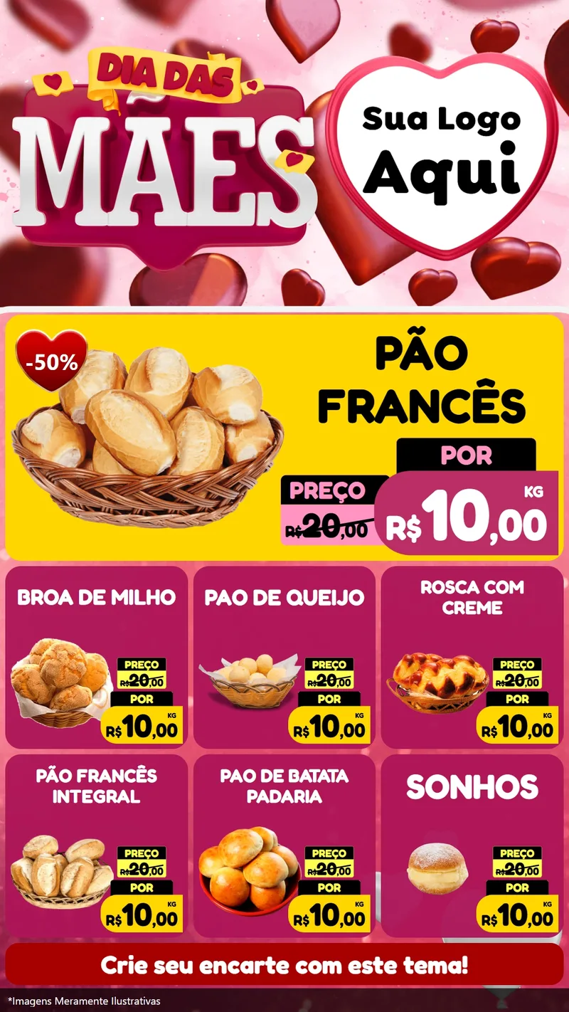 Modelo de Rede Social para Stories com o tema Dia Das Mães para Padaria