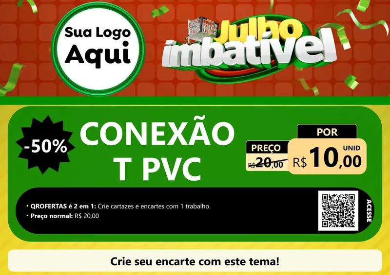 Modelo de Cartaz para Cartaz A4 Horizontal com o tema Julho Imbatível para Tubos e conexões