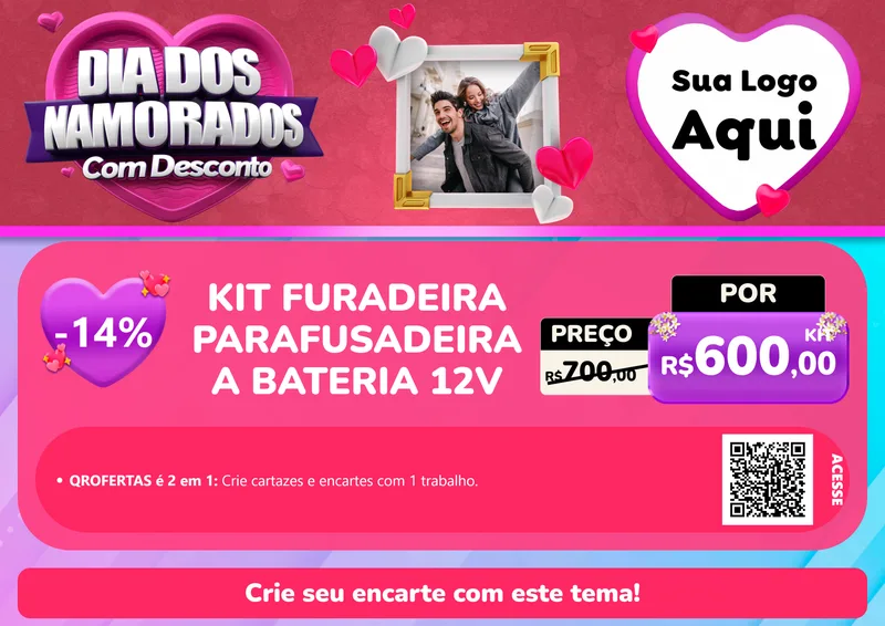Modelo de Cartaz para Cartaz A4 Horizontal com o tema Dia Dos Namorados Com Desconto para Maquinas e Ferramentas