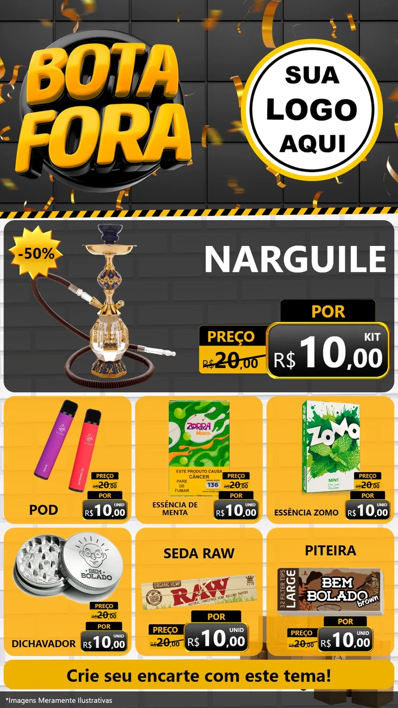 Modelo de Rede Social para Stories com o tema Bota Fora para Tabacaria