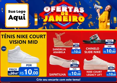Modelo de Encarte para Encarte A4 Horizontal com o tema Ofertas de Janeiro para Calçados