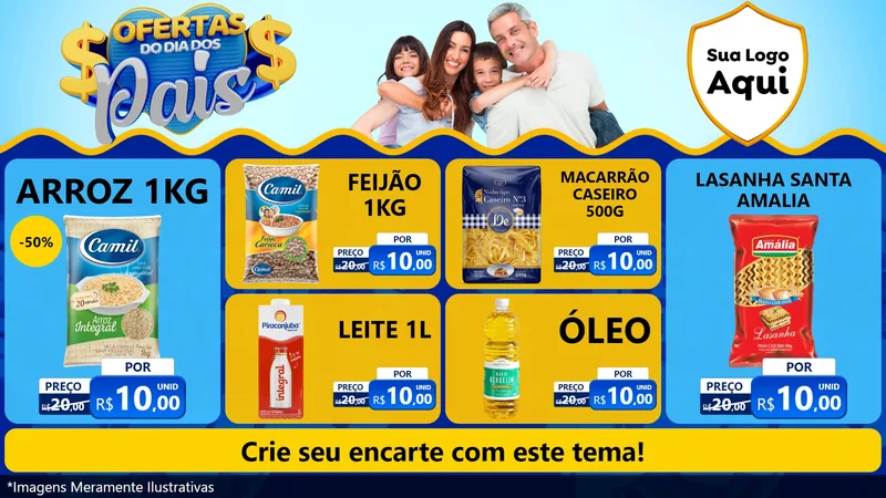 Modelo de TV para TV Horizontal com o tema Ofertas do Dia dos Pais para Supermercado