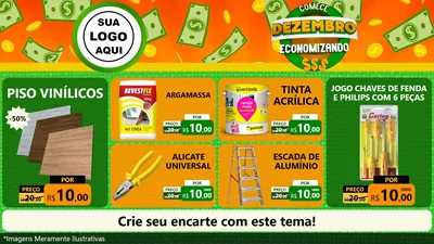 Modelo de TV para TV Horizontal com o tema Comece Dezembro Economizando para Material para Construção