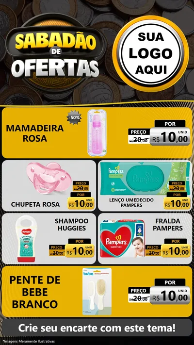 Modelo de TV para TV Vertical com o tema Sabadão de Ofertas para Bebês