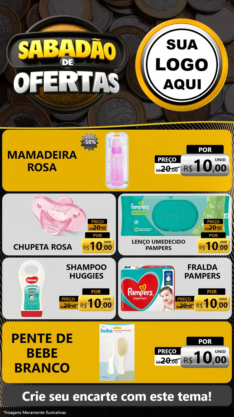 Modelo de TV para TV Vertical com o tema Sabadão de Ofertas para Bebês