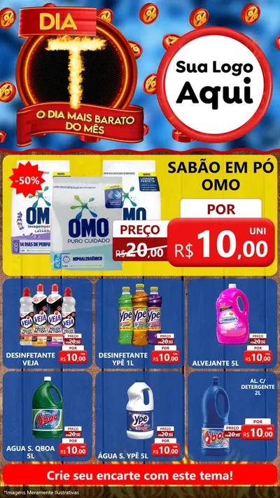 Modelo de Rede Social para Stories com o tema Dia T - O Dia Mais Barato Do Mês para Produtos de Limpeza