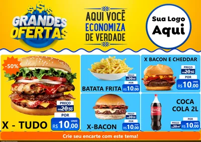 Modelo de Encarte para Encarte A4 Horizontal com o tema Grandes Ofertas para Hamburgueria