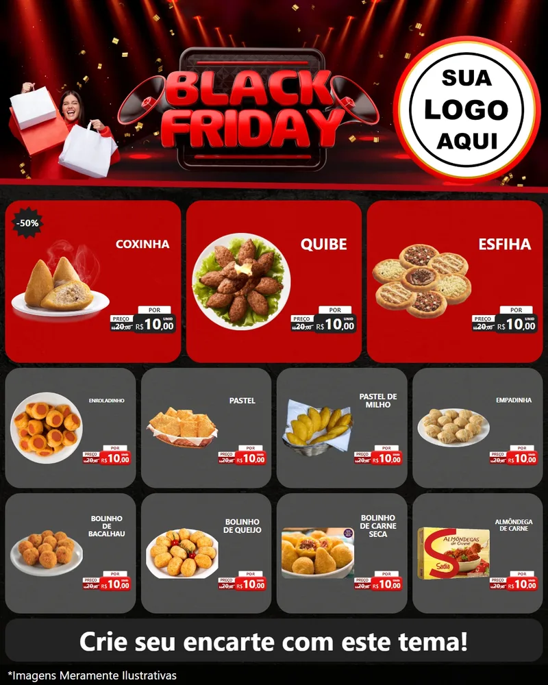 Modelo de Rede Social para Feed Instagram com o tema Black Friday para Salgadaria