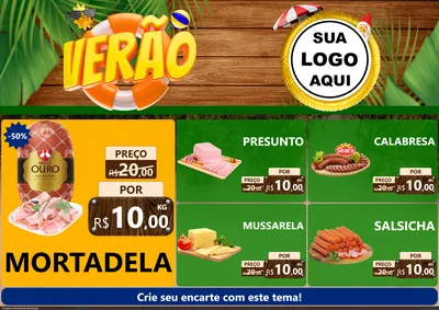 Modelo de Encarte para Encarte A4 Horizontal com o tema Verão para Frios e Laticínios
