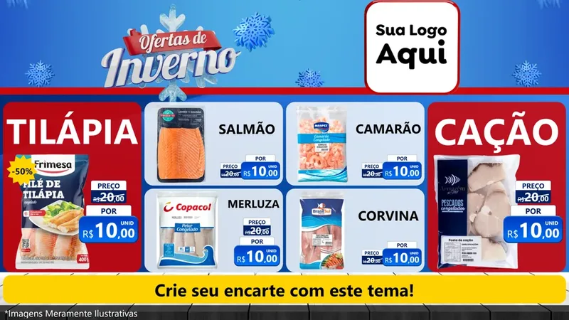 Modelo de TV para TV Horizontal com o tema Ofertas de Inverno para Peixaria