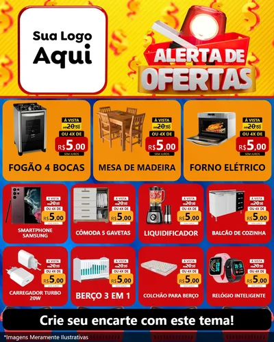 Modelo de Rede Social para Feed Instagram com o tema Alerta de Ofertas para Móveis e Eletro