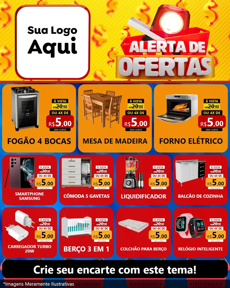 Modelo de Rede Social para Feed Instagram com o tema Alerta de Ofertas para Móveis e Eletro