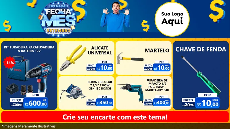 Modelo de TV para TV Horizontal com o tema Operação Fecha Mês Setembro para Maquinas e Ferramentas