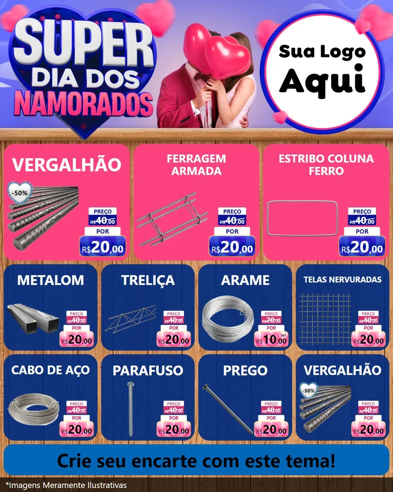 Modelo de Rede Social para Feed Instagram com o tema Super Dia dos Namorados para Ferragens