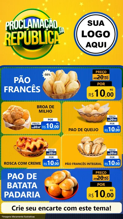 Modelo de TV para TV Vertical com o tema Proclamação da República para Padaria