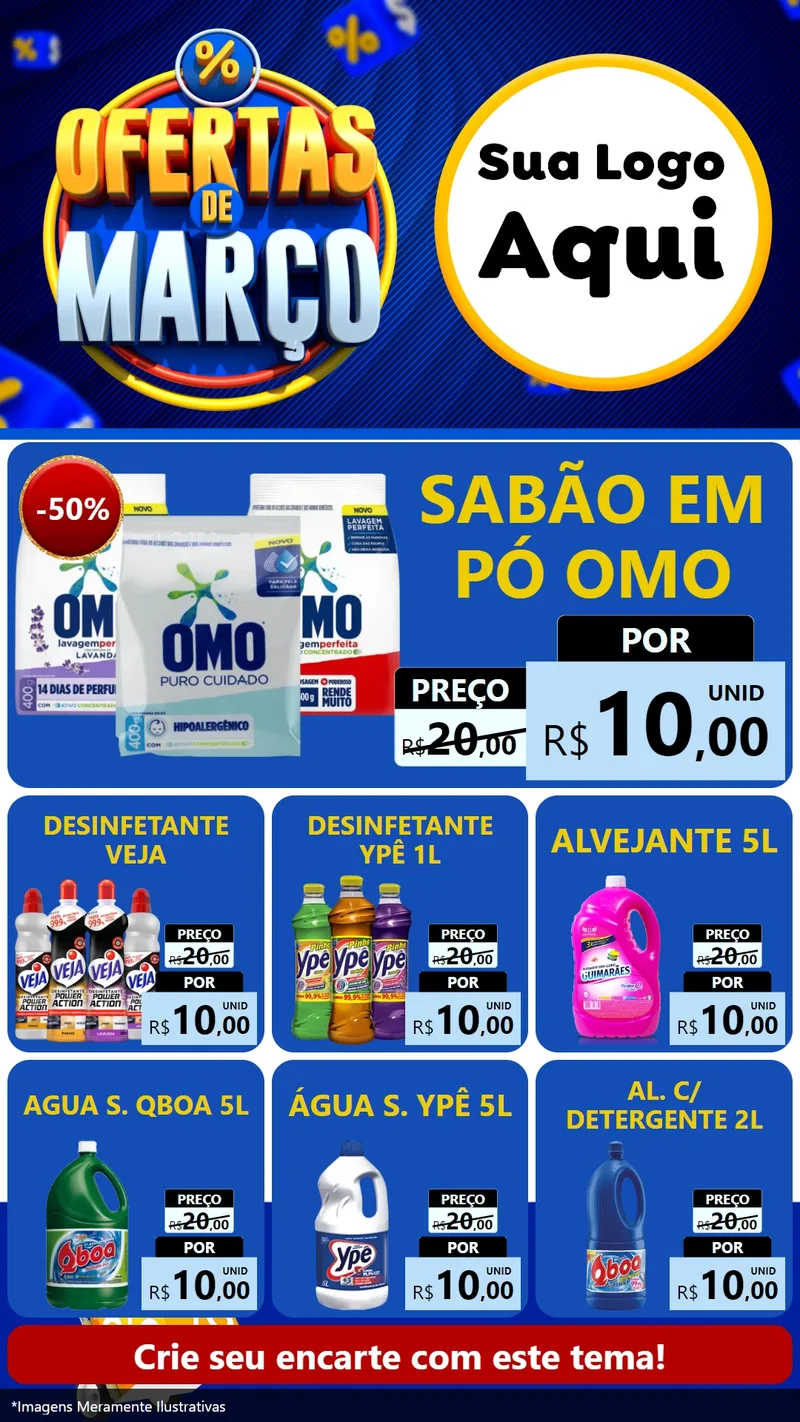 Modelo de Rede Social para Stories com o tema Ofertas de Março para Produtos de Limpeza