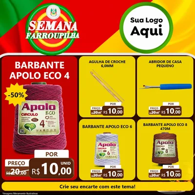 Modelo de Rede Social para Feed Facebook com o tema Semana Farroupilha para Armarinho e Aviamentos