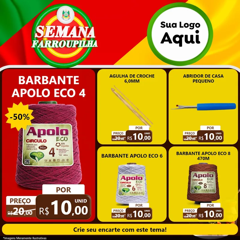 Modelo de Rede Social para Feed Facebook com o tema Semana Farroupilha para Armarinho e Aviamentos