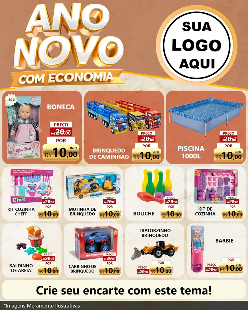 Modelo de Rede Social para Feed Instagram com o tema Ano Novo Com Economia para Brinquedos