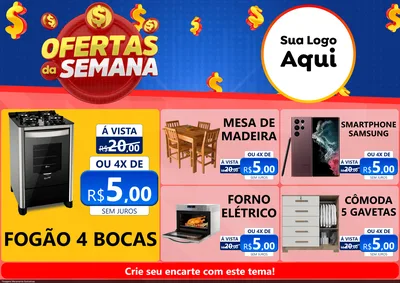 Modelo de Encarte para Encarte A4 Horizontal com o tema Ofertas Da Semana para Móveis e Eletro