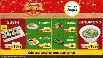 Modelo de TV para TV Horizontal com o tema Semana Farroupilha para Comida japonesa