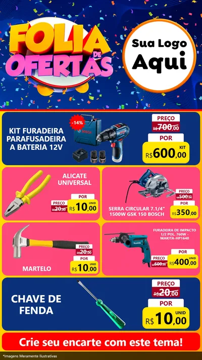 Modelo de TV para TV Vertical com o tema Folia de Ofertas para Maquinas e Ferramentas
