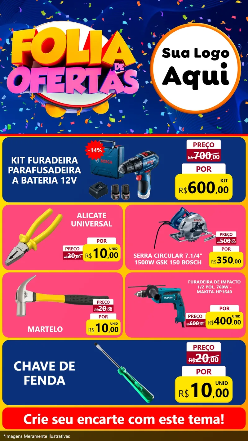 Modelo de TV para TV Vertical com o tema Folia de Ofertas para Maquinas e Ferramentas
