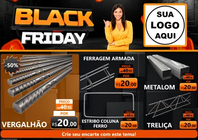 Modelo de Encarte para Encarte A4 Horizontal com o tema Black Friday para Ferragens