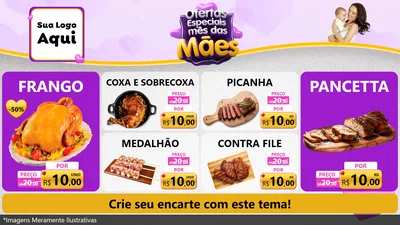 Modelo de TV para TV Horizontal com o tema Ofertas Especiais - Mês das Mães para Assados