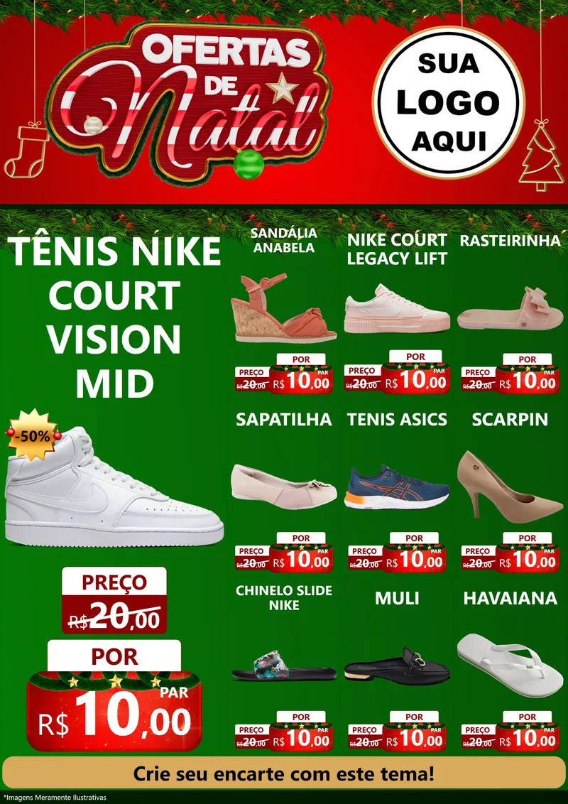 Modelo de Encarte para Encarte A4 Vertical com o tema Ofertas de Natal para Calçados