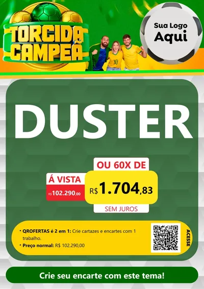 Modelo de Cartaz para Cartaz A4 Vertical com o tema Torcida Campeã - Copa para Concessionaria de Carros