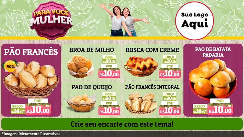 Modelo de TV para TV Horizontal com o tema Para Você Mulher para Padaria