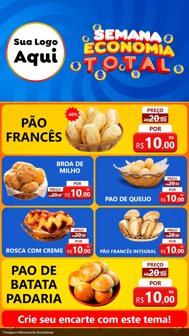 Modelo de TV para TV Vertical com o tema Semana Economia Total para Padaria