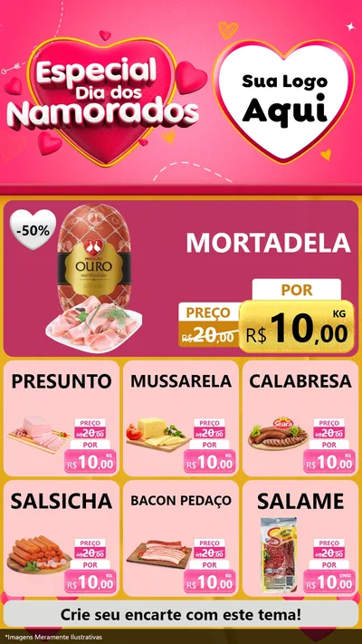 Modelo de Rede Social para Stories com o tema Especial Dia dos Namorados para Frios e Laticínios