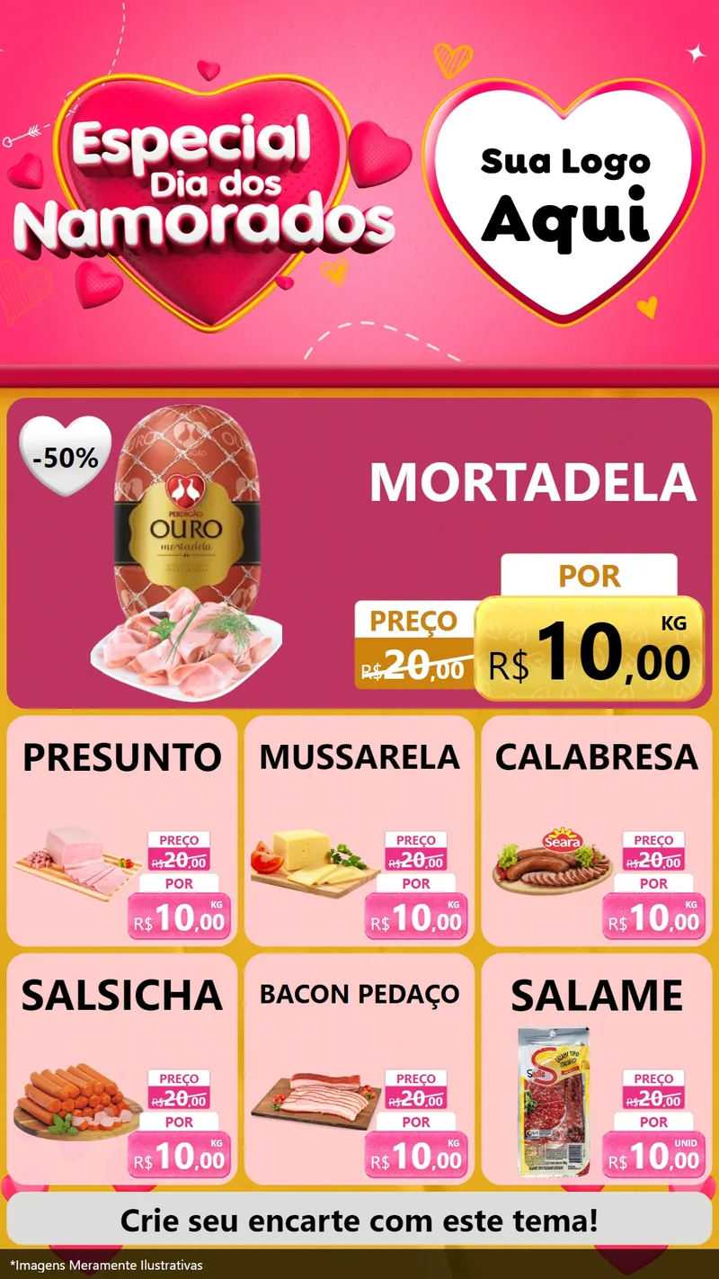 Modelo de Rede Social para Stories com o tema Especial Dia dos Namorados para Frios e Laticínios