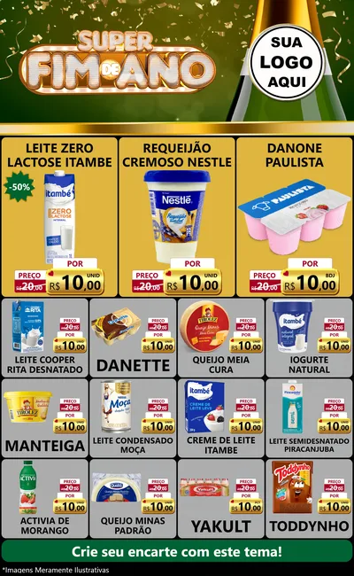 Modelo de Encarte para Encarte Grande com o tema Super Fim de Ano para Frios e Laticínios
