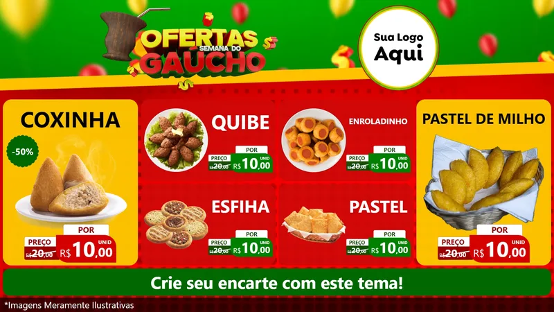 Modelo de TV para TV Horizontal com o tema Ofertas Semana Do Gaúcho para Salgadaria
