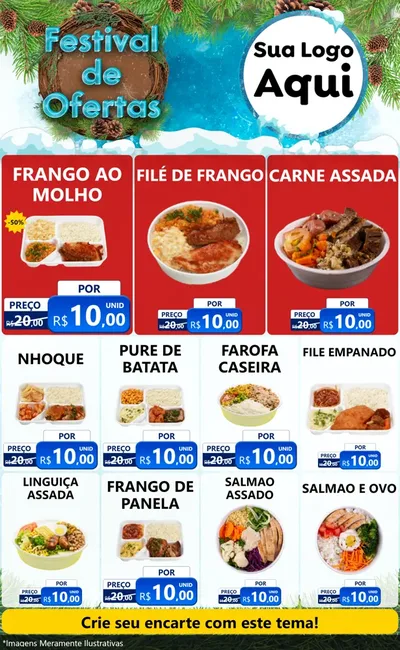 Modelo de Encarte para Encarte Grande com o tema Festival de Ofertas - Inverno para Restaurante