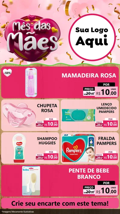 Modelo de TV para TV Vertical com o tema Mês das Mães para Bebês