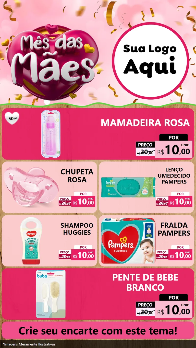 Modelo de TV para TV Vertical com o tema Mês das Mães para Bebês