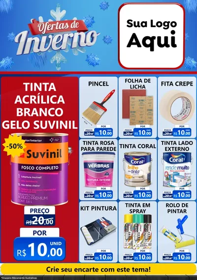 Modelo de Encarte para Encarte A4 Vertical com o tema Ofertas de Inverno para Tintas e Ferramentas