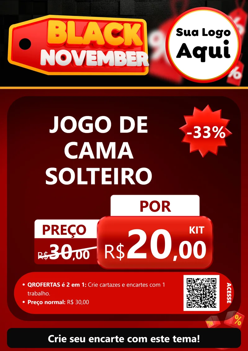 Modelo de Cartaz para Cartaz A4 Vertical com o tema Black November para Cama, Mesa e Banho