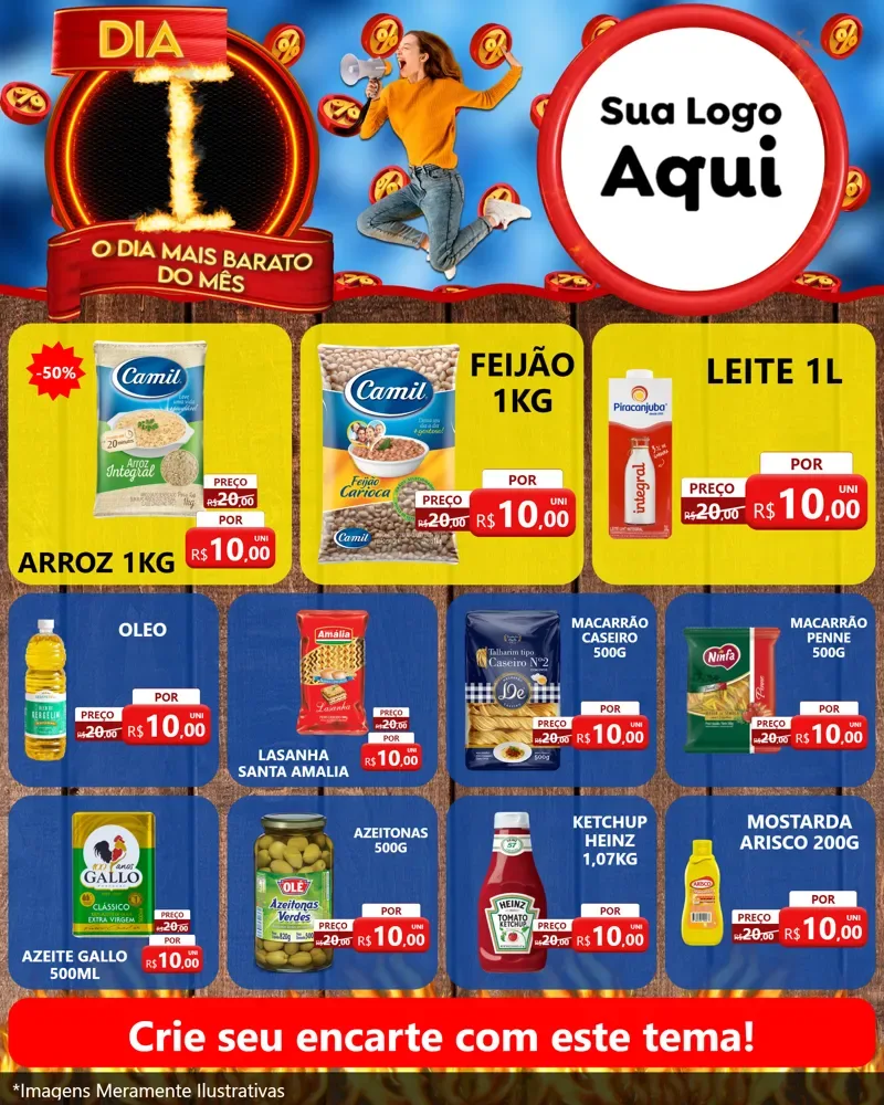 Modelo de Rede Social para Feed Instagram com o tema Dia I - O Dia Mais Barato Do Mês para Supermercado