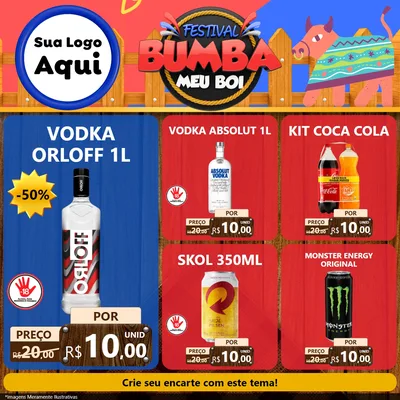 Modelo de Rede Social para Feed Facebook com o tema Festival Bumba Meu Boi para Distribuidora de bebidas