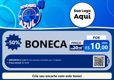 Modelo de Cartaz para Cartaz A4 Horizontal com o tema Novembro Azul para Brinquedos