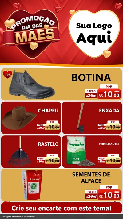 Modelo de TV para TV Vertical com o tema Promoção Dia das Mães para Agropecuária