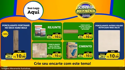 Modelo de TV para TV Horizontal com o tema Semana da Independência Declaramos Preços Baixos para Pisos e revestimentos