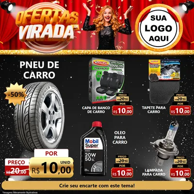 Modelo de Rede Social para Feed Facebook com o tema Ofertas da Virada para Auto peças