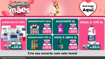 Modelo de TV para TV Horizontal com o tema Feliz Dia das Mães para Produtos de Limpeza