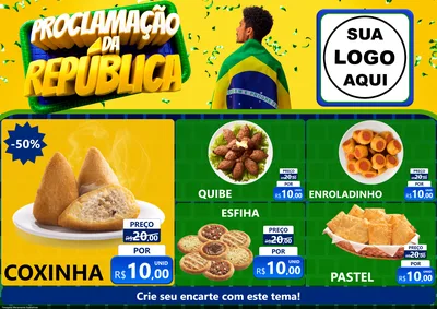 Modelo de Encarte para Encarte A4 Horizontal com o tema Proclamação da República para Salgadaria